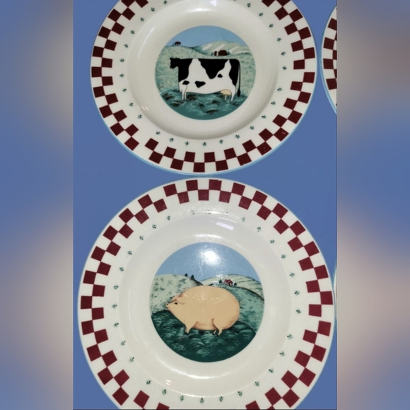 Vintage Tienshan Folk Art Stoneware Salad Plates ~ Corning CENTURA Platter - Picture 3 of 11